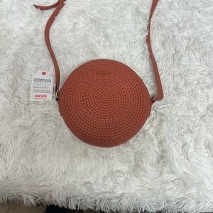 Women's Round Woven Bag - Terracotta